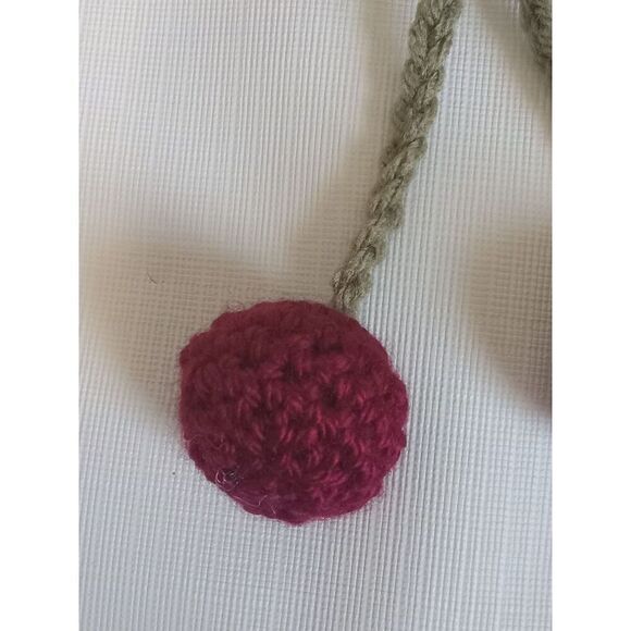Handmade Acyrlic Crochet Leaf and Cherries Adjustable Hanging Vine Decoration - Picture 3 of 8